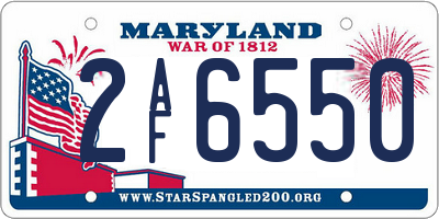 MD license plate 2AF6550