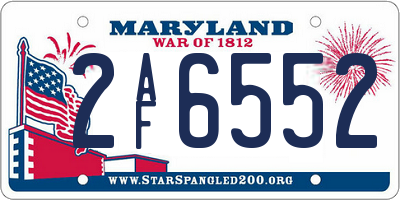 MD license plate 2AF6552