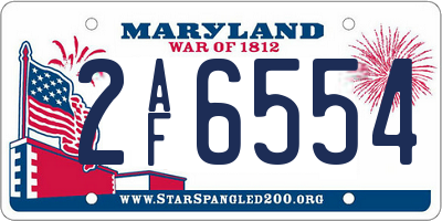 MD license plate 2AF6554
