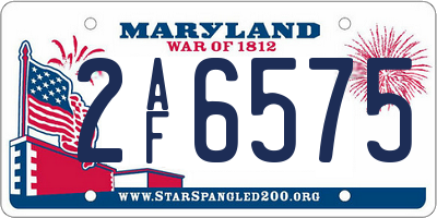 MD license plate 2AF6575