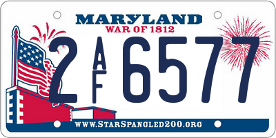 MD license plate 2AF6577