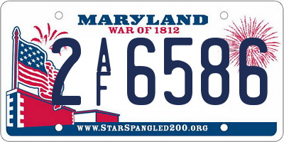 MD license plate 2AF6586