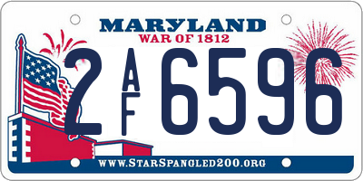 MD license plate 2AF6596