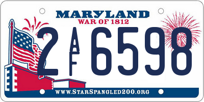 MD license plate 2AF6598