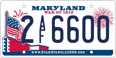 MD license plate 2AF6600