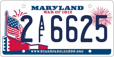 MD license plate 2AF6625