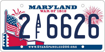 MD license plate 2AF6626