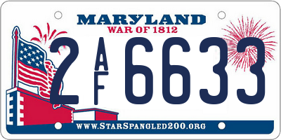 MD license plate 2AF6633