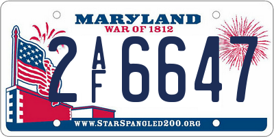 MD license plate 2AF6647