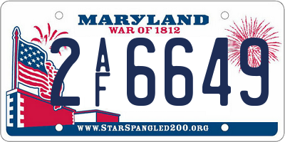 MD license plate 2AF6649