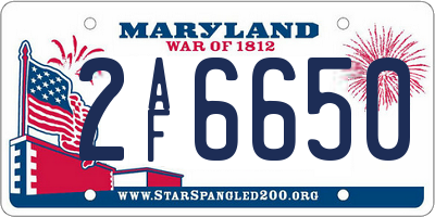 MD license plate 2AF6650