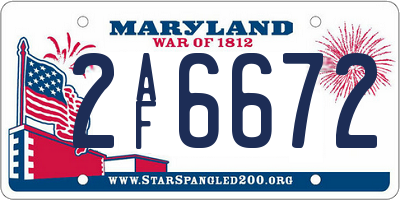 MD license plate 2AF6672