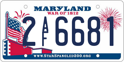 MD license plate 2AF6681