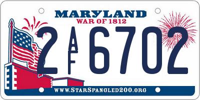 MD license plate 2AF6702