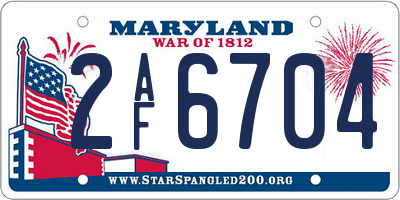 MD license plate 2AF6704