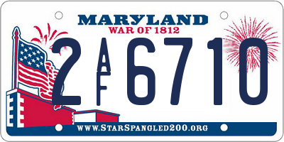 MD license plate 2AF6710