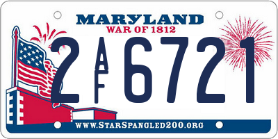 MD license plate 2AF6721