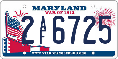 MD license plate 2AF6725