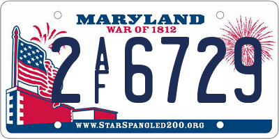 MD license plate 2AF6729