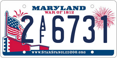 MD license plate 2AF6731
