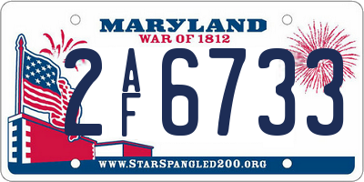 MD license plate 2AF6733