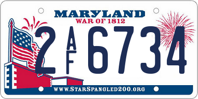 MD license plate 2AF6734