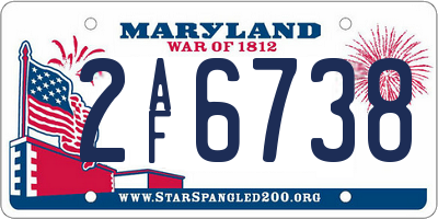 MD license plate 2AF6738