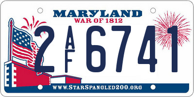 MD license plate 2AF6741