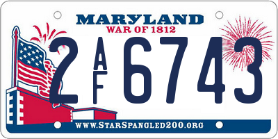MD license plate 2AF6743