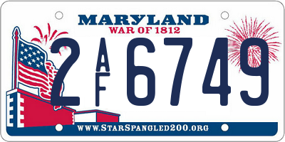 MD license plate 2AF6749
