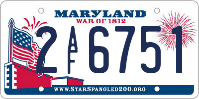 MD license plate 2AF6751