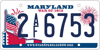 MD license plate 2AF6753