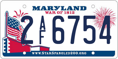 MD license plate 2AF6754