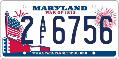 MD license plate 2AF6756
