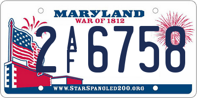 MD license plate 2AF6758