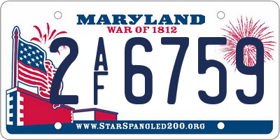 MD license plate 2AF6759