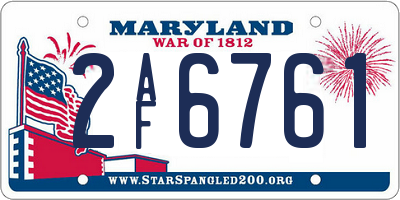 MD license plate 2AF6761