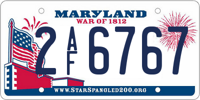 MD license plate 2AF6767