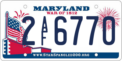 MD license plate 2AF6770
