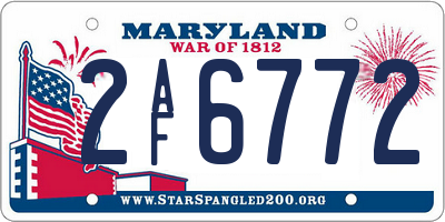 MD license plate 2AF6772