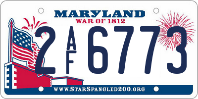 MD license plate 2AF6773