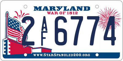 MD license plate 2AF6774