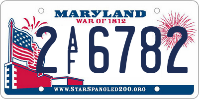 MD license plate 2AF6782