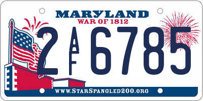 MD license plate 2AF6785