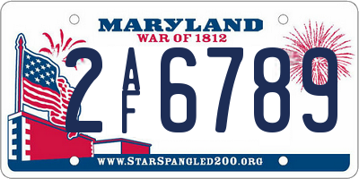 MD license plate 2AF6789