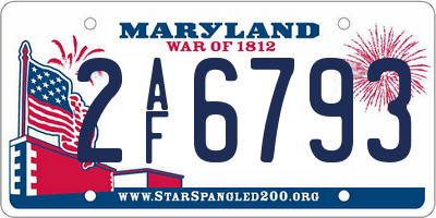 MD license plate 2AF6793
