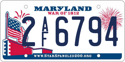 MD license plate 2AF6794