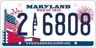 MD license plate 2AF6808