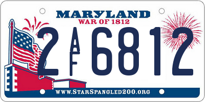 MD license plate 2AF6812