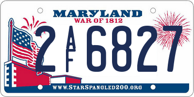 MD license plate 2AF6827